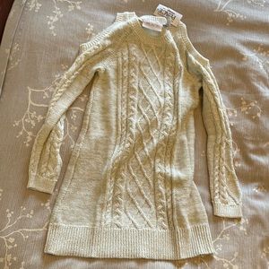 Cold shoulder gold sweater dress - never worn